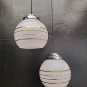 Pair of opaline pendant lights