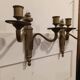 Pair of French bronze wall sconces, Louis XVI Neoclassical style, two-arm s