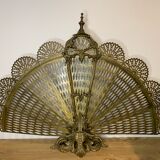 Firewall foldable fan "peacock" - brass bronze late nineteenth century