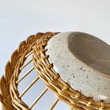 Wicker and ceramic piece signed, 1990s.