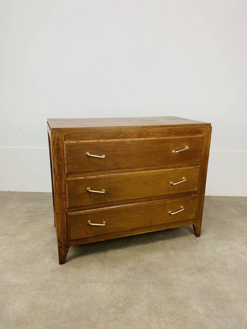 Wooden chest of drawers, splayed legs from the 1950s, vintage