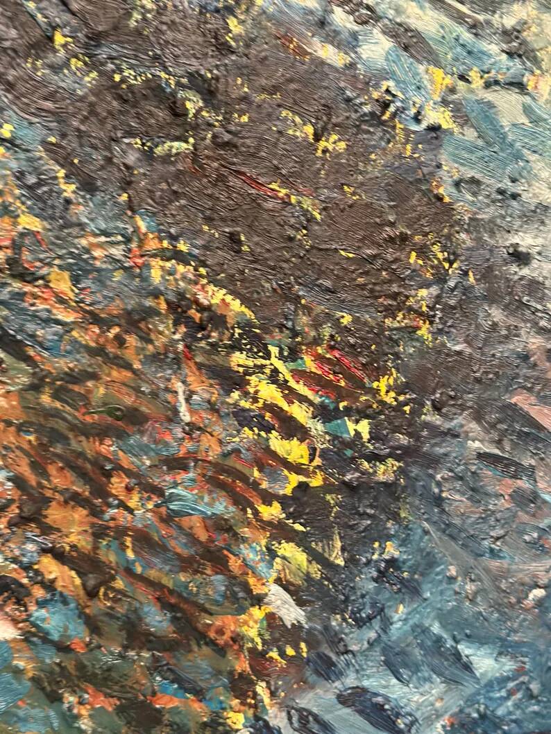 Grande huile sur toile suédoise originale – « Composition » par Valter Gibson