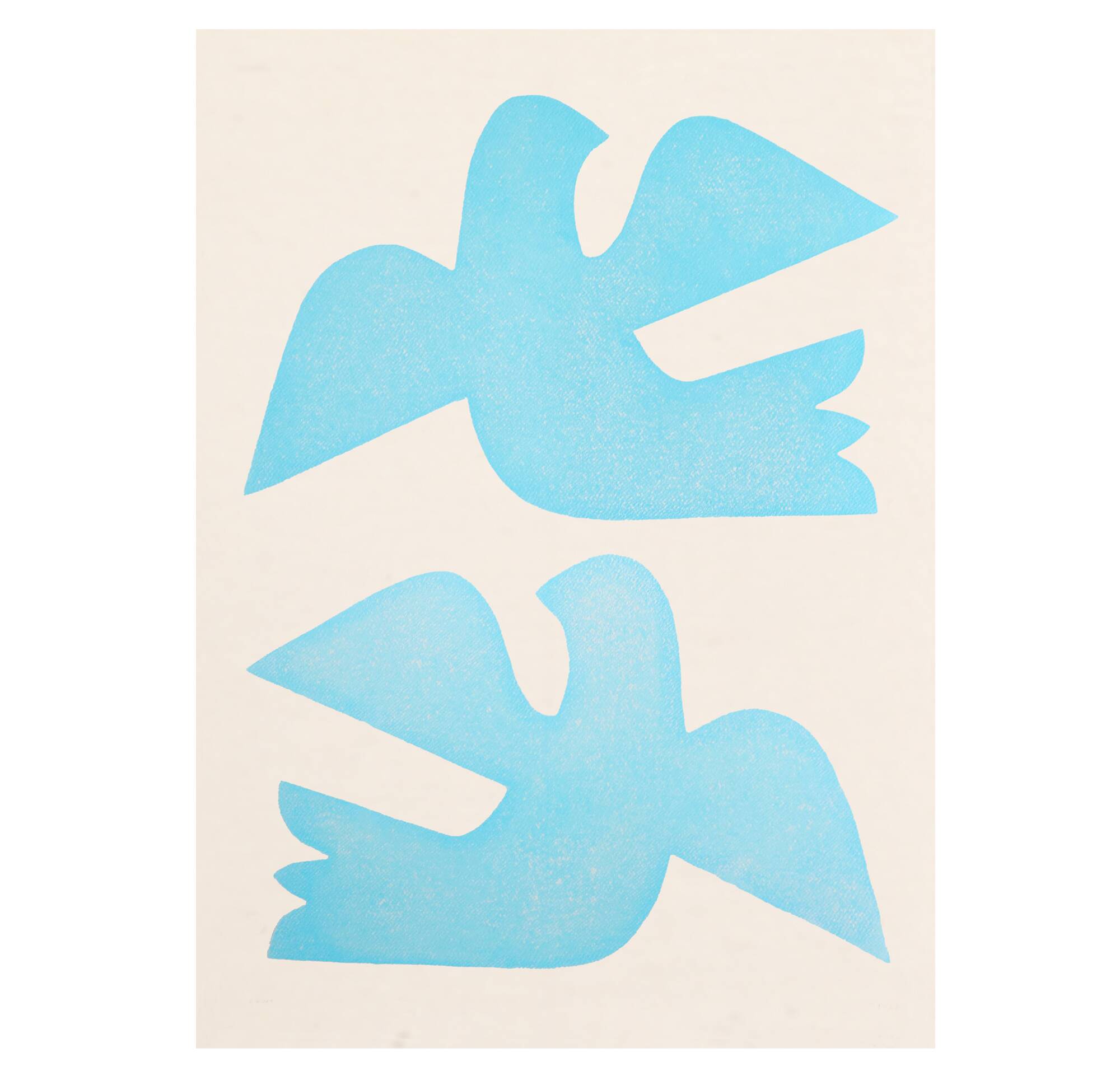 Birds bleus - grande peinture 50x70cm - tableau contemporain - signé eawy