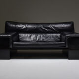 Black Leather Italian design Cini Boeri 'Brigadier' loveseats for Knoll - 1980s