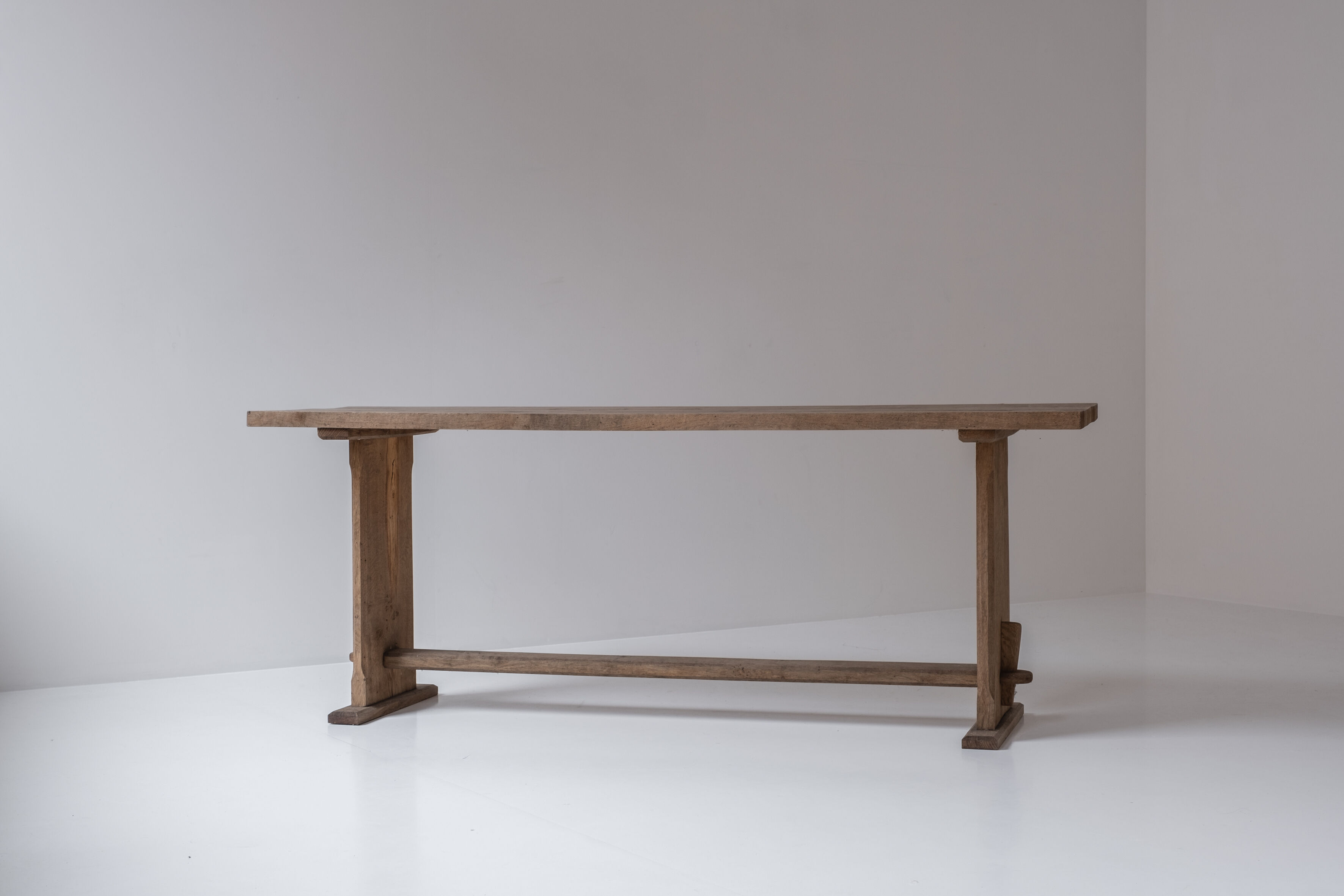 Rustic side table in elm from France, designed and handmade in the 1950s.