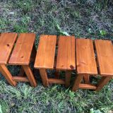 Old rustic vintage brutalist wooden stools