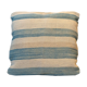 Handwoven blue cream striped wool cushion cover