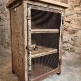 Rare French industrial military cabinet – Air Ministry, 1956 – Metal storage with oak top and wooden shelves