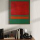 Red on green unique acrylic painting