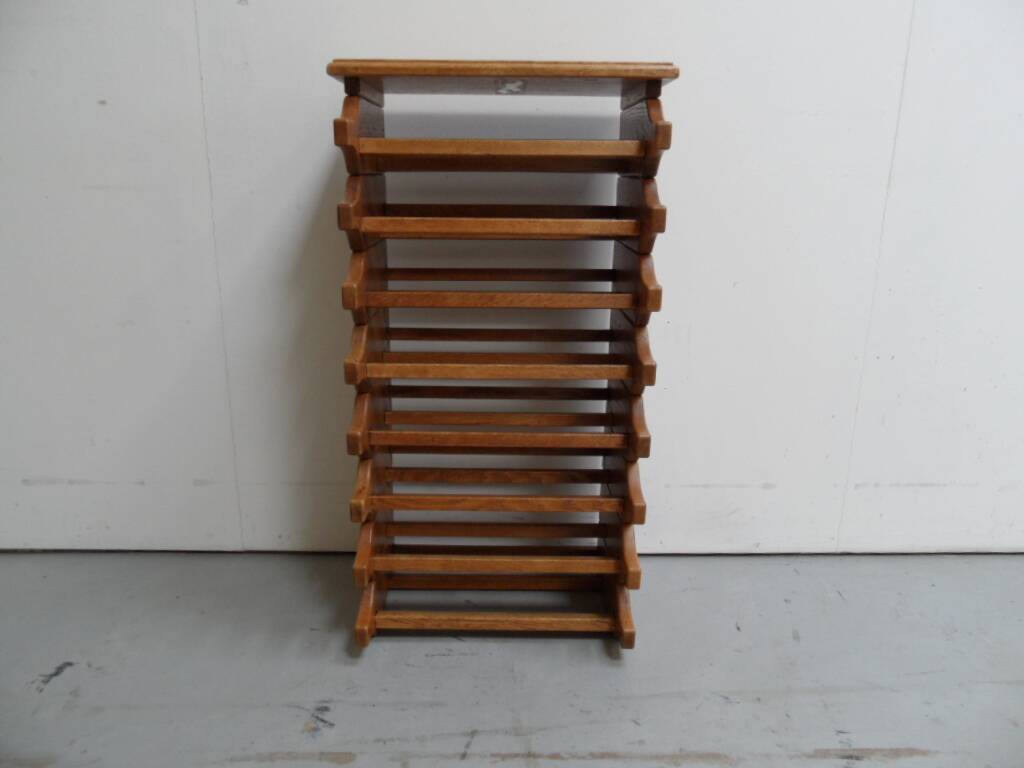 Brutalist oak stackable wine rack 1960's