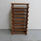 Brutalist oak stackable wine rack 1960's