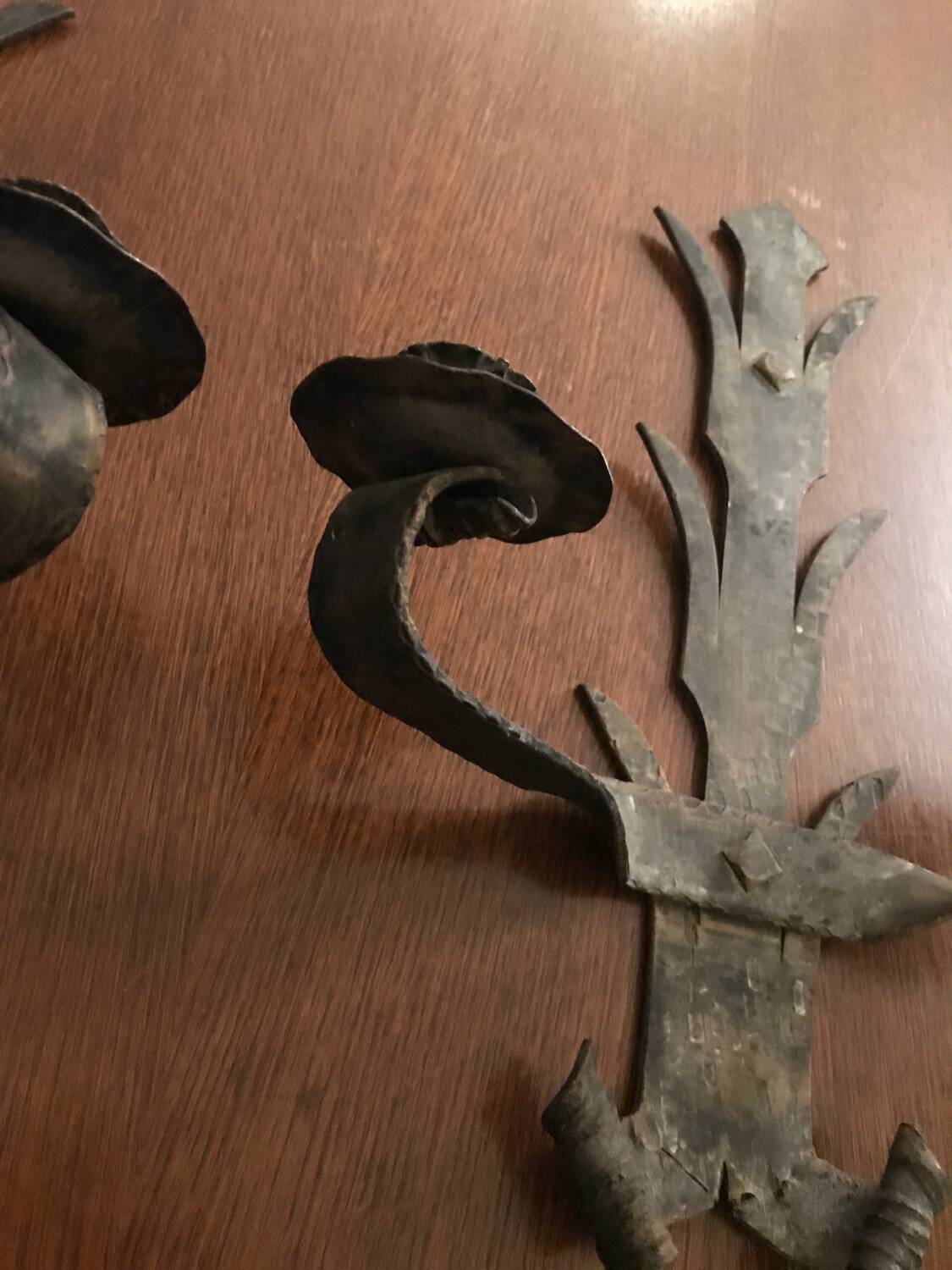 Pair of brutalist candle holder sconces