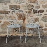 Series of 6 wrought iron garden chairs