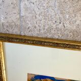 Oil on paper, wooden frame, glass