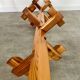 Old designer pine coat rack from the 60s in chalet wood