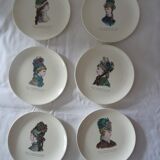 6 plates Gien le petit courrier des dames 446112 hat mode