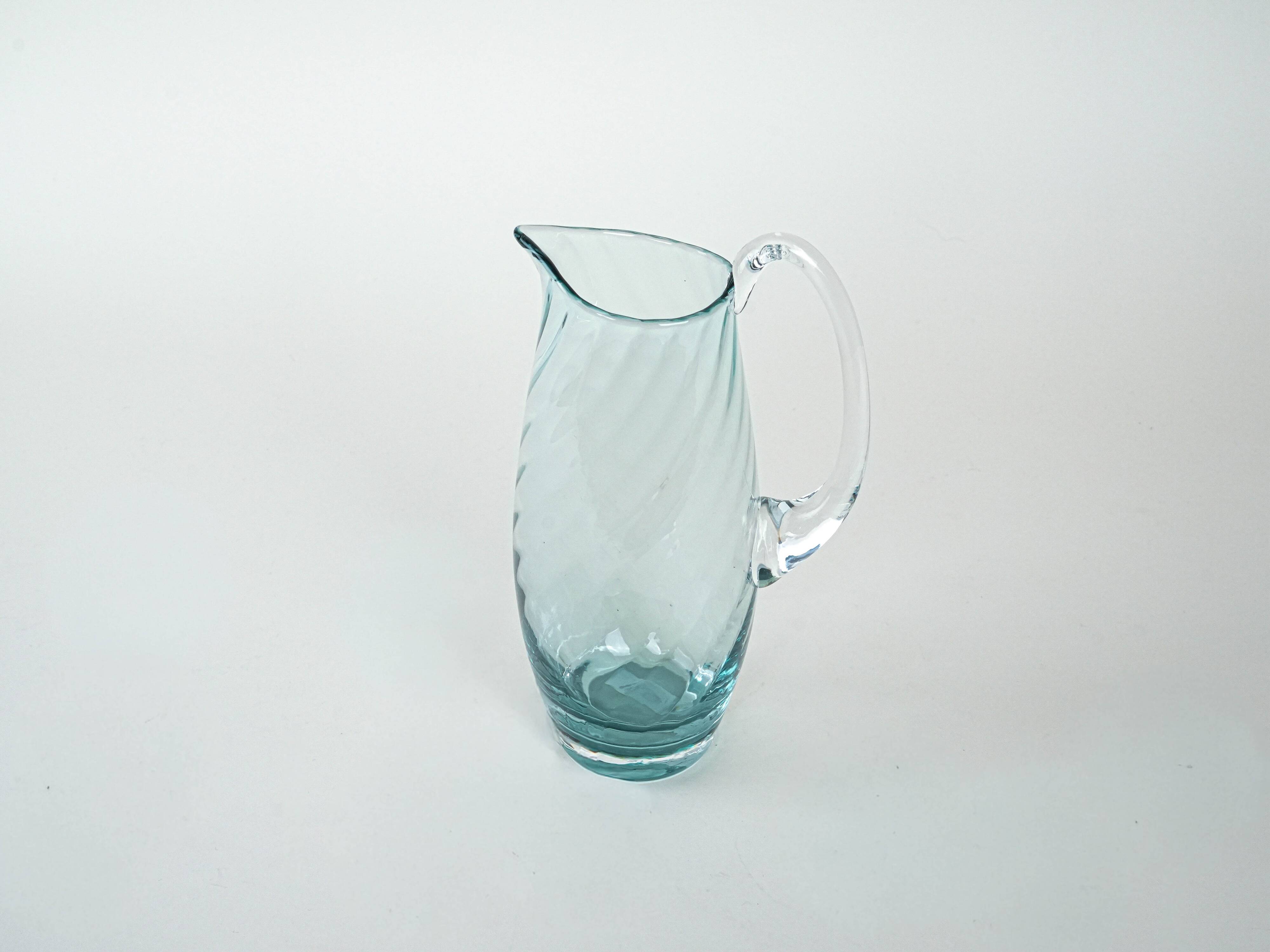 Glass jug, Italian design, 1970s, made in Italy
