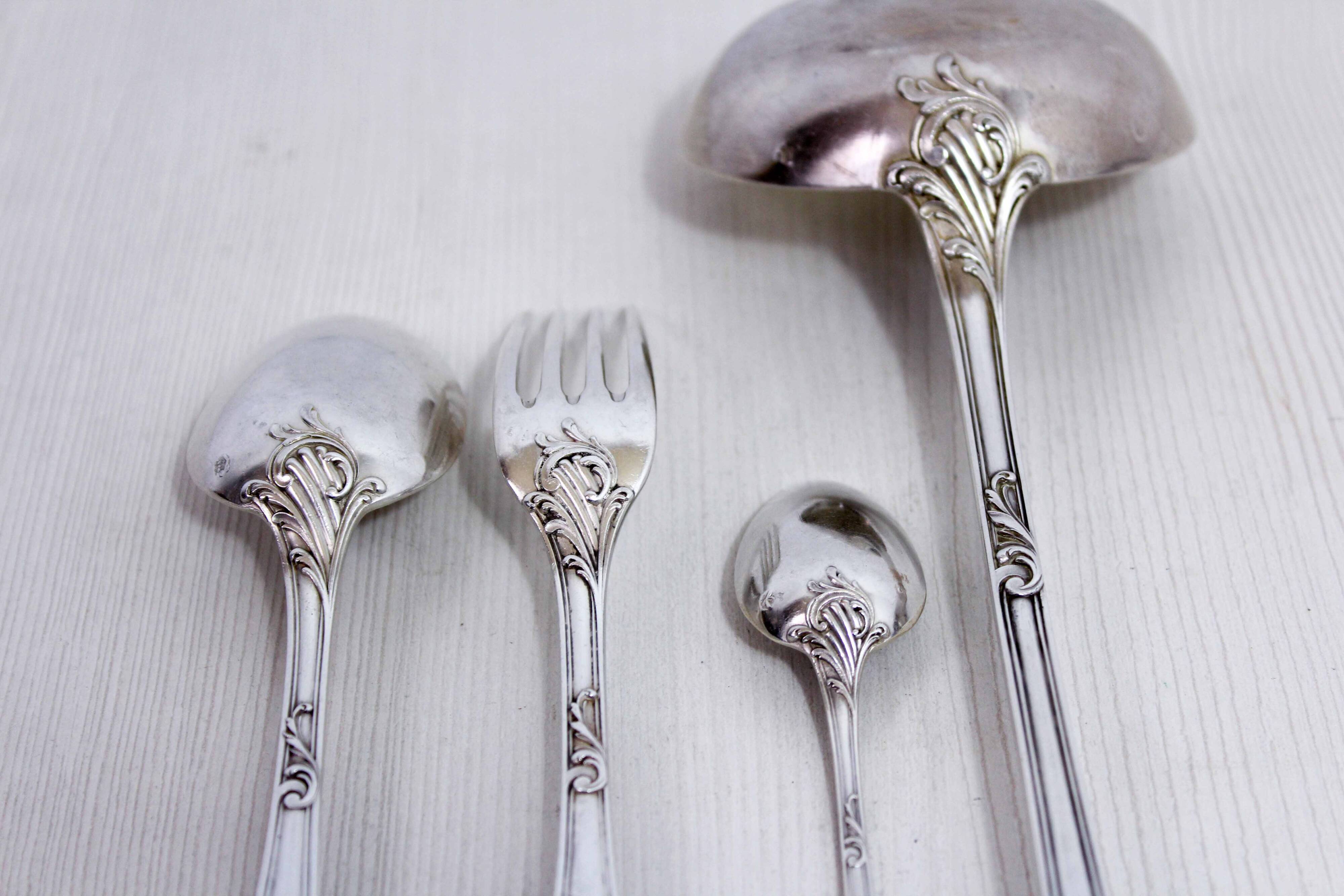 Set of 37 Emile Puiforcat cutlery in solid silver