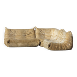 Canapé Togo 4 places en velours beige par Michel Ducaroy, Ligne Roset, 1973