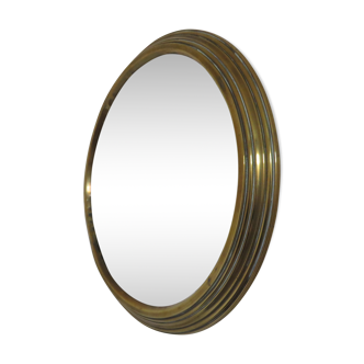 Round mirror in brass eye of witch 50s 60s 26cm