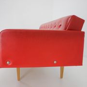 1970s Red Leatherette Sofa ,Czechoslovakia