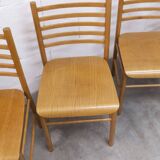 Danish ensemble transformable table 114 cm / 154 + 4 modernist chairs from the 1970s