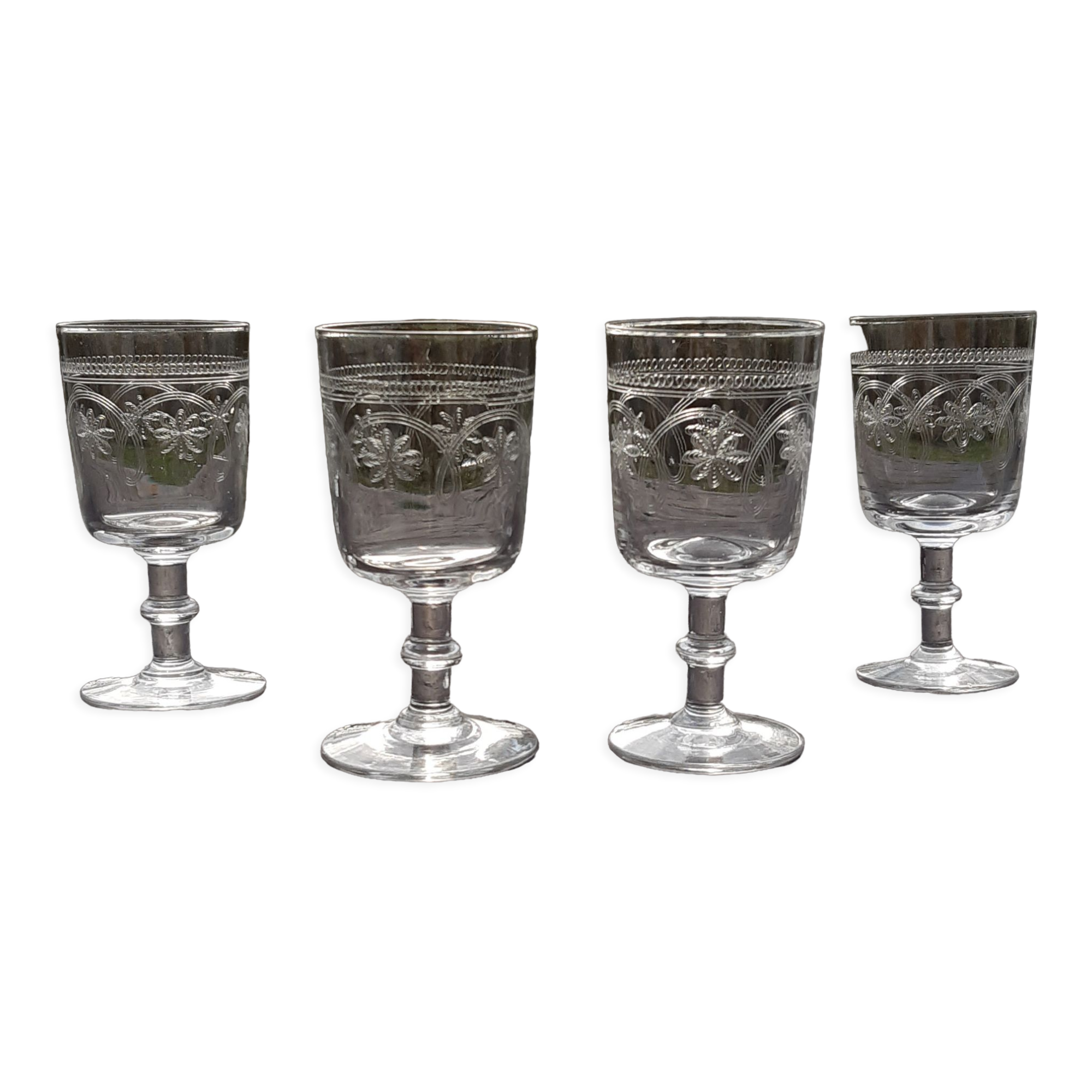 2 guilloche glasses late nineteenth or early twentieth century