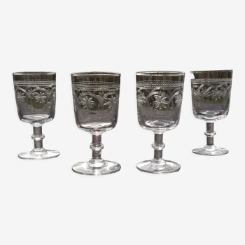 2 guilloche glasses late nineteenth or early twentieth century
