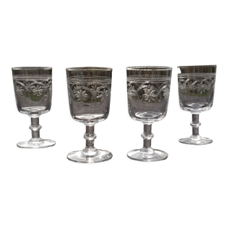 2 guilloche glasses late nineteenth or early twentieth century