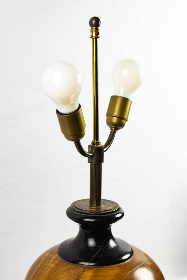 Turned wooden ball lamp base