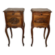 Pair of antique bedside tables with marble top and ceramic niche