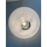 Contemporary scenographic murano vanished-white murano glass table lamp in 70's style