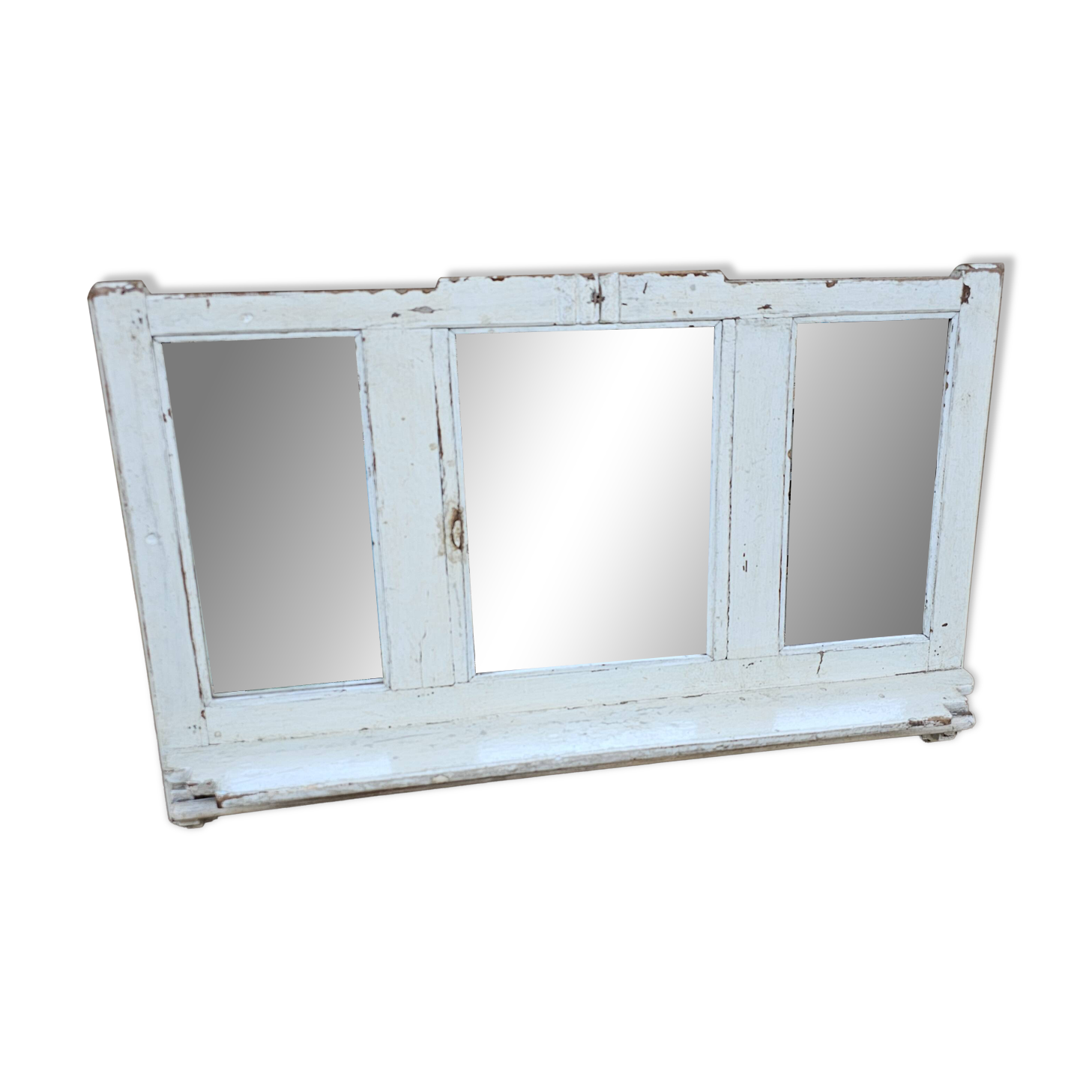 Antique mirror - triptych shelf in Burmese teak