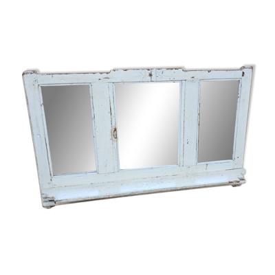 Ancien miroir - étagère triptyque en teck birman