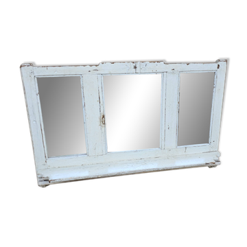 Ancien miroir - étagère triptyque en teck birman