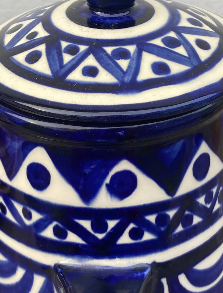 Blue and white ceramic teapot