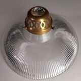 Art Nouveau style pendant light in ribbed glass