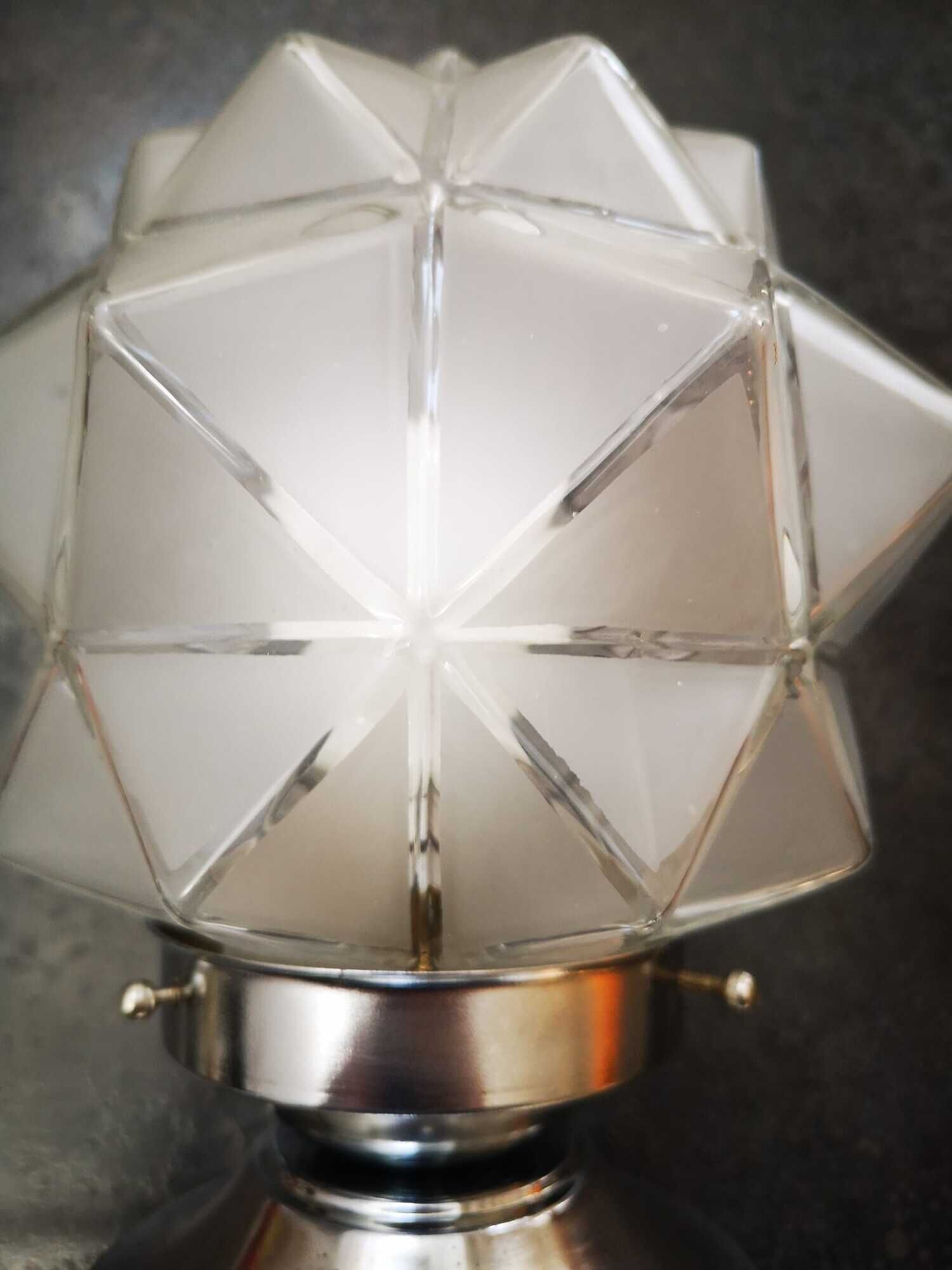 Old lamp globe opalescent glass rare model Ø 18 cm ART DECO 1930 POLYEDRE 96 faces STARS