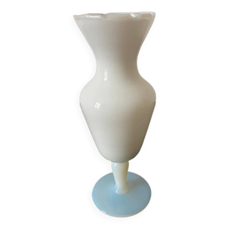 Soliflore opaline blanche et bleue