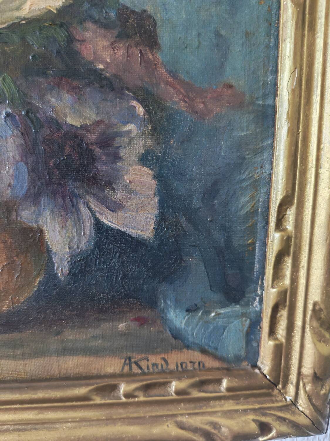 Oil painting on canvas by Auguste Kind