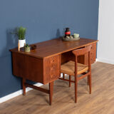 Retro danish 1960s mid century two sided desk with bookcase