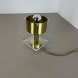 Postmodern Brass Acryl Glass Cubic Table Light, Italy 1970