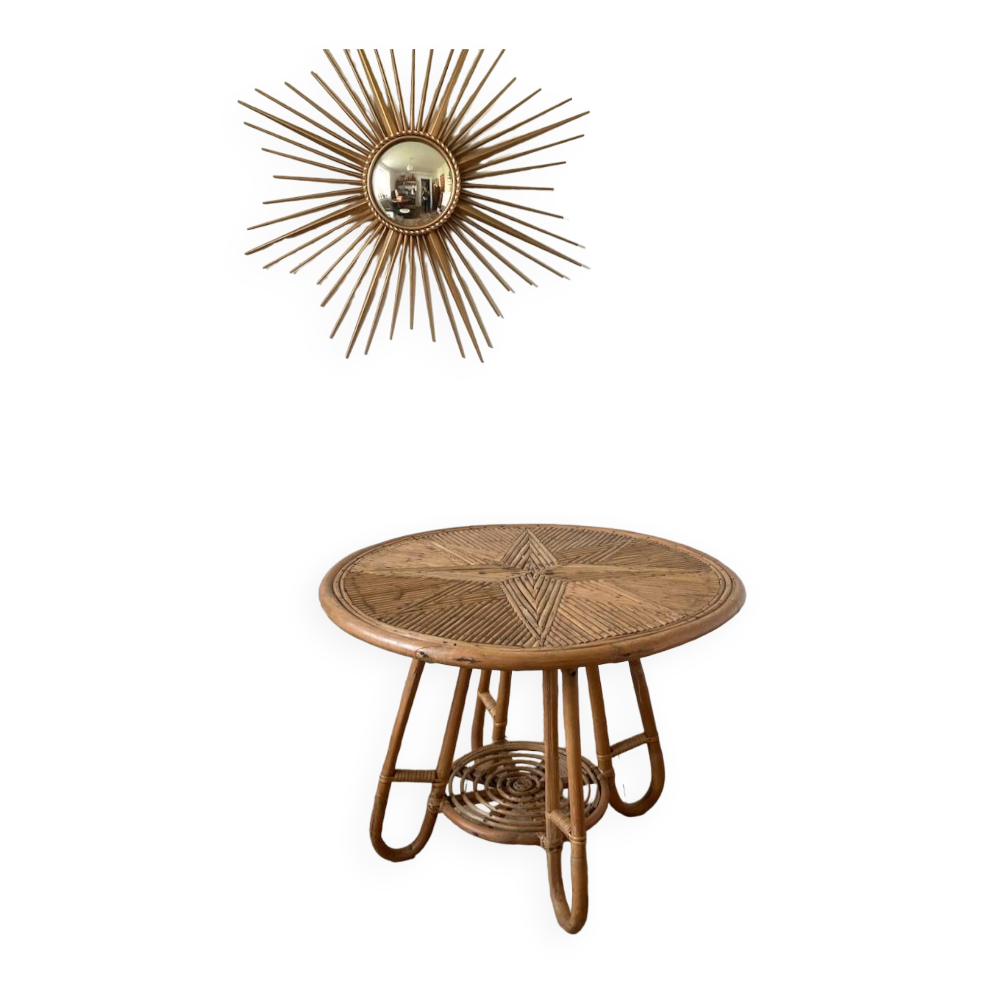 Round rattan coffee table