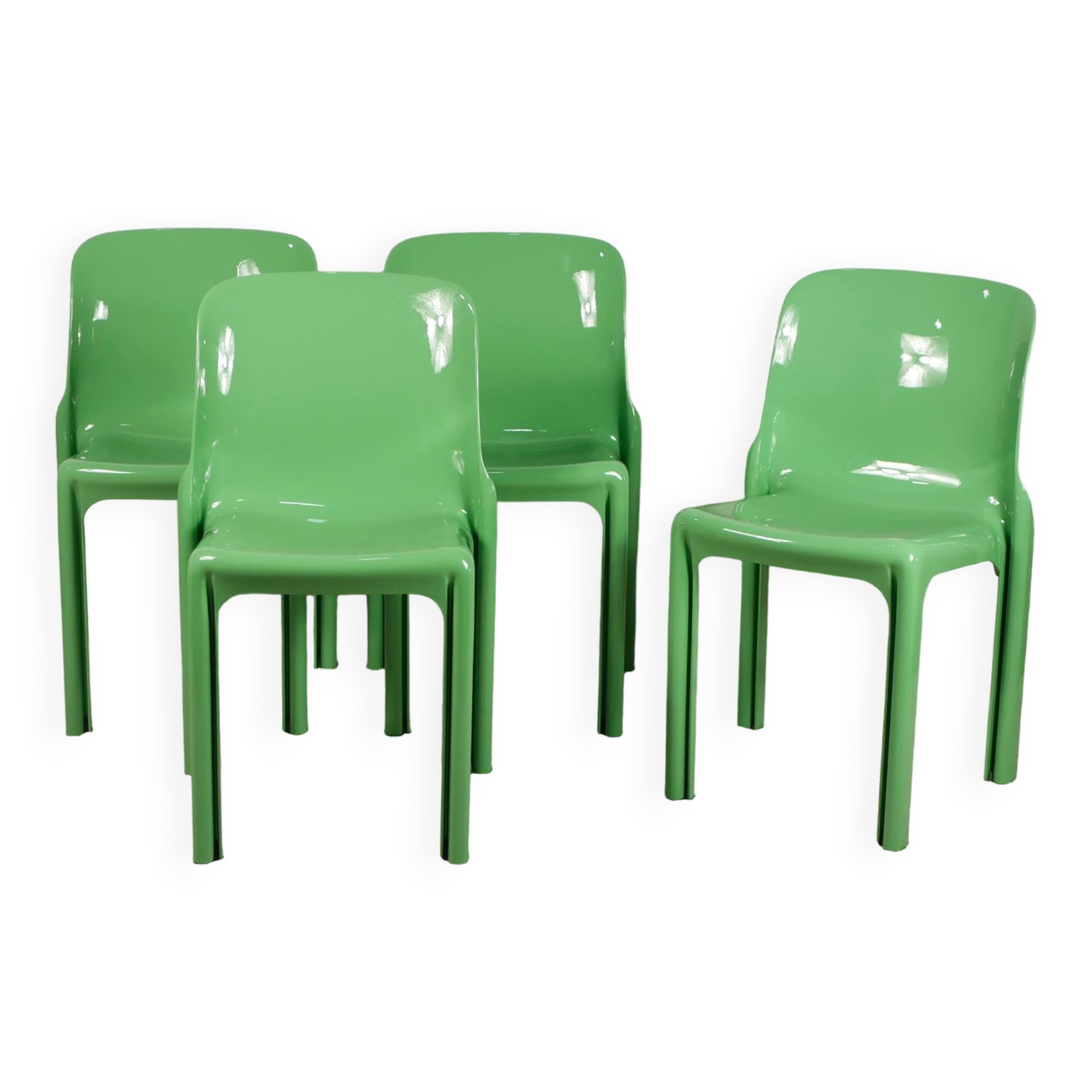 Series of 4 Selene Vico Magistretti chairs for Artemide