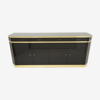 Black lacquered and brass inlade by J.C. Mahey 70s