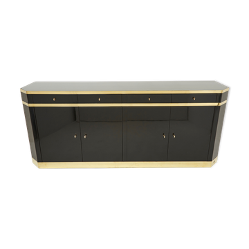 Black lacquered and brass inlade by J.C. Mahey 70s