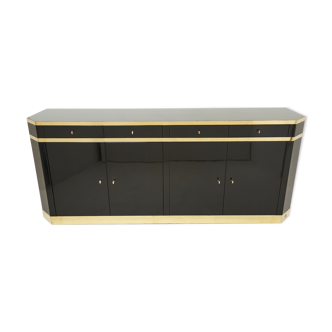 Black lacquered and brass inlade by J.C. Mahey 70s