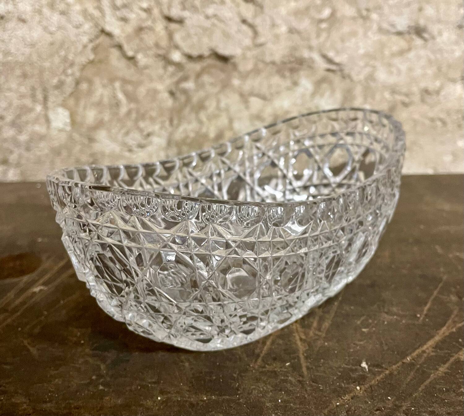 Antique cut glass bowl / crystal style – 1950s/1970s