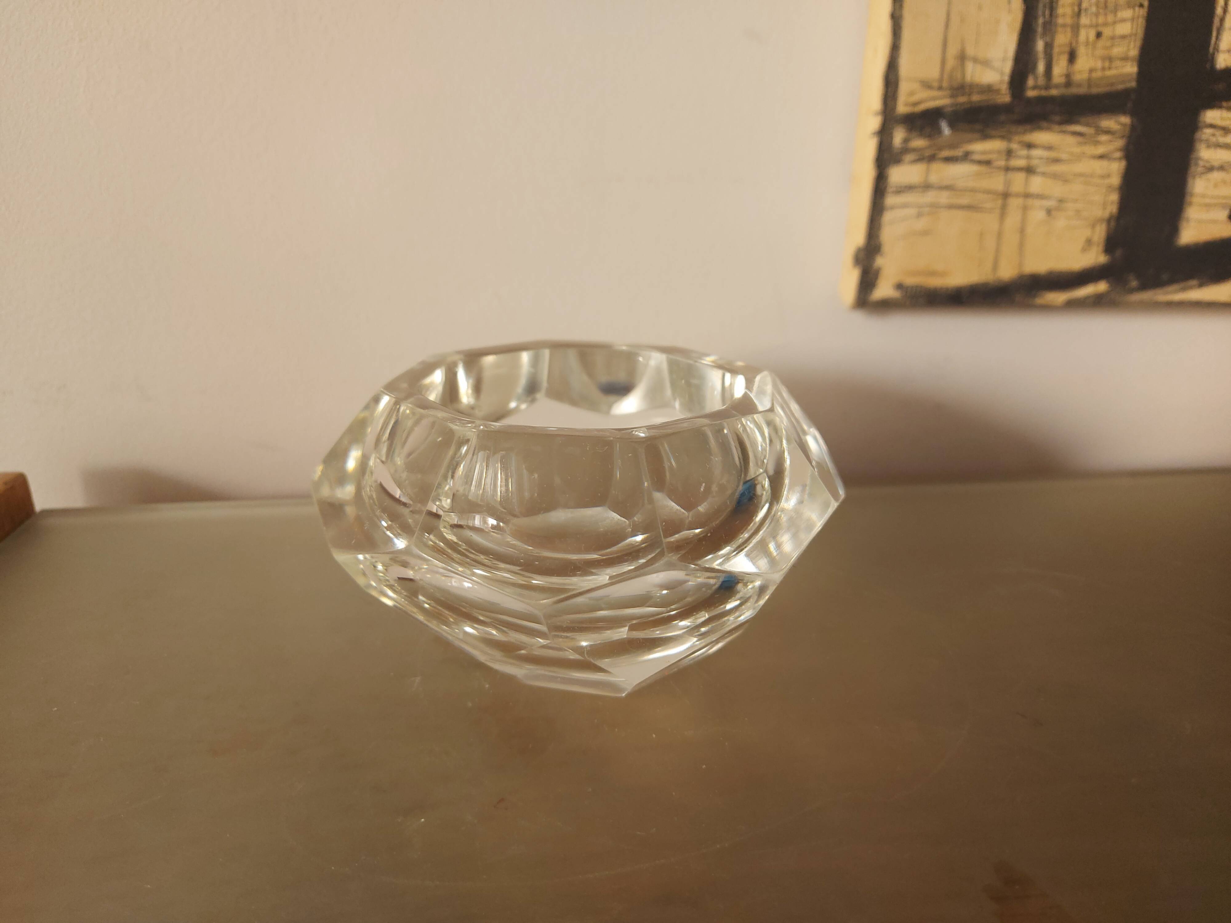 Vintage 70's faceted crystal ashtray