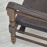 1960s, Scandinavian "Safari" lounge chair, original condition, leather, beech wood.